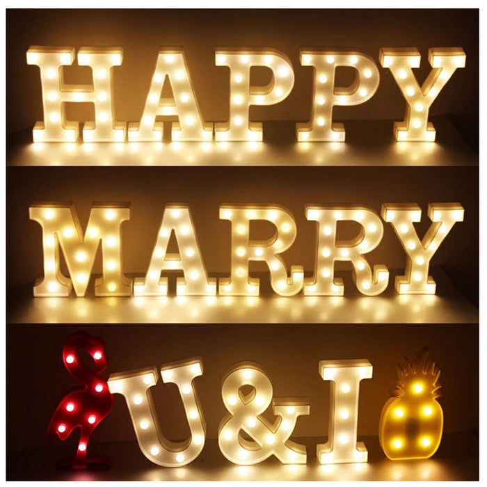 Bulk LED Letter Lights Sign Light Up Letters Sign for Night Light Wedding/Birthday Party Battery Powered Christmas Lamp Home Bar Decoration Wholesale