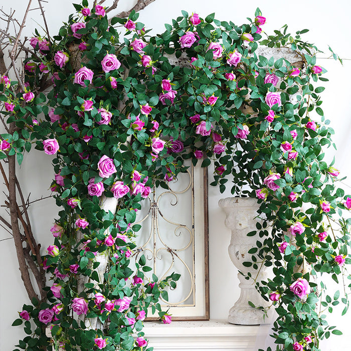 Bulk 2Pcs Blooming Rose Hanging Flowers Garland Vine for Outdoors Ceremony Wedding Arch Wholesale