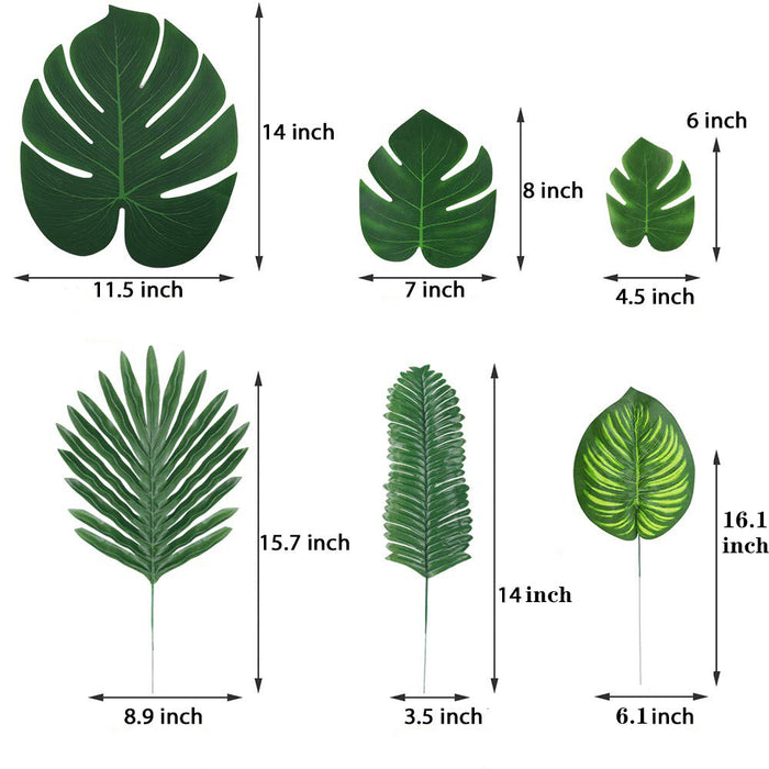 Bulk 90Pcs Set Artificial Palm Leaves Green Monstera Plants for Party Events Wholesale