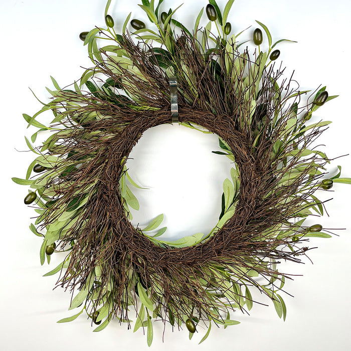 Bulk Olive Wreath with Lifelike Fruits Artificial Greenery Wreath Home Decor Wholesale