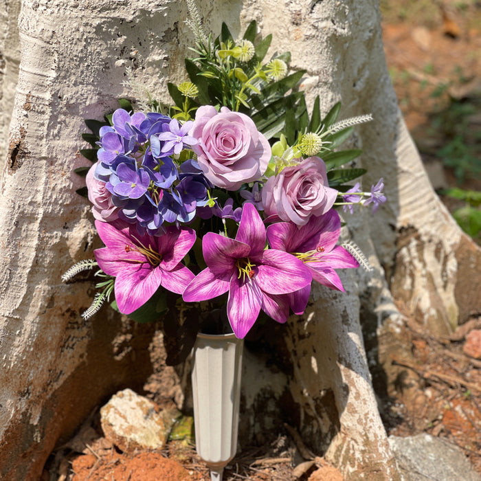 Bulk Exclusive Miss You Artificial Cemetery Flowers with Vase Stake Graveyard Memorial Flowers for Outdoors Wholesale