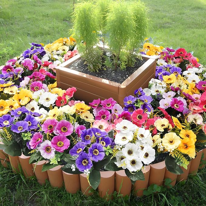 Bulk 6 Bundles Daisy Bush Flowers Artificial Plants for Outdoors Garden Porch Window Box Wholesale