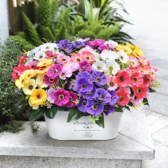Bulk 6 Bundles Daisy Bush Flowers Artificial Plants for Outdoors Garden Porch Window Box Wholesale