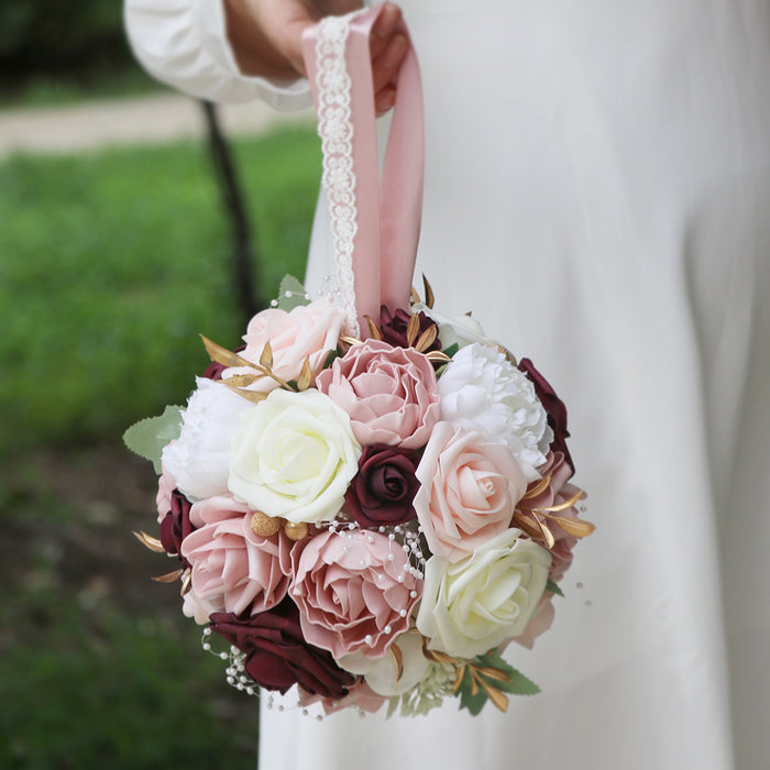 Bulk Wedding Spheres Rose Silk Flowers Kissing Flower Balls Hanging Centerpieces Wholesale
