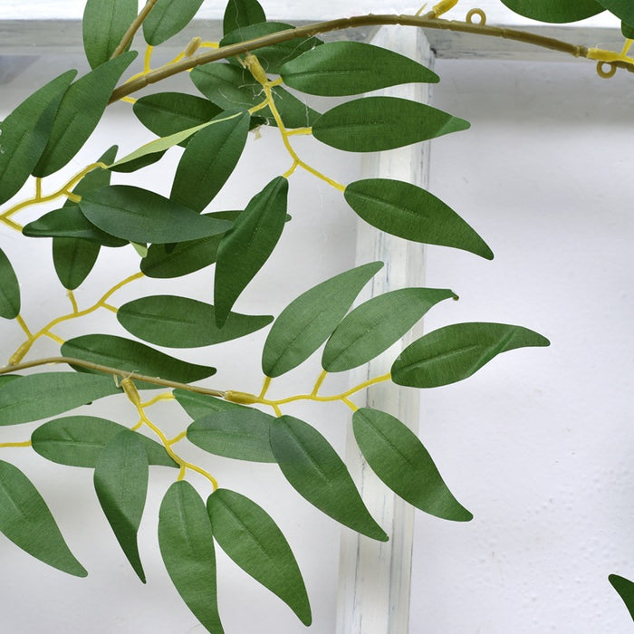 Bulk Italian Ruscus Greenery Artificial Silk Real Touch Willow Leaf Garland Wholesale