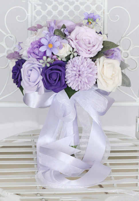 Bulk Lilac Wisteria Purple Rose Round Bouquet for Wedding Wholesale