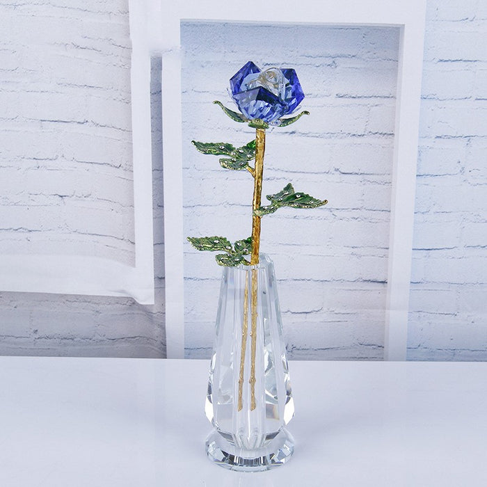 Bulk Exclusive 10 Inch Crystal Roses Gifts with Glass Vase Wholesale