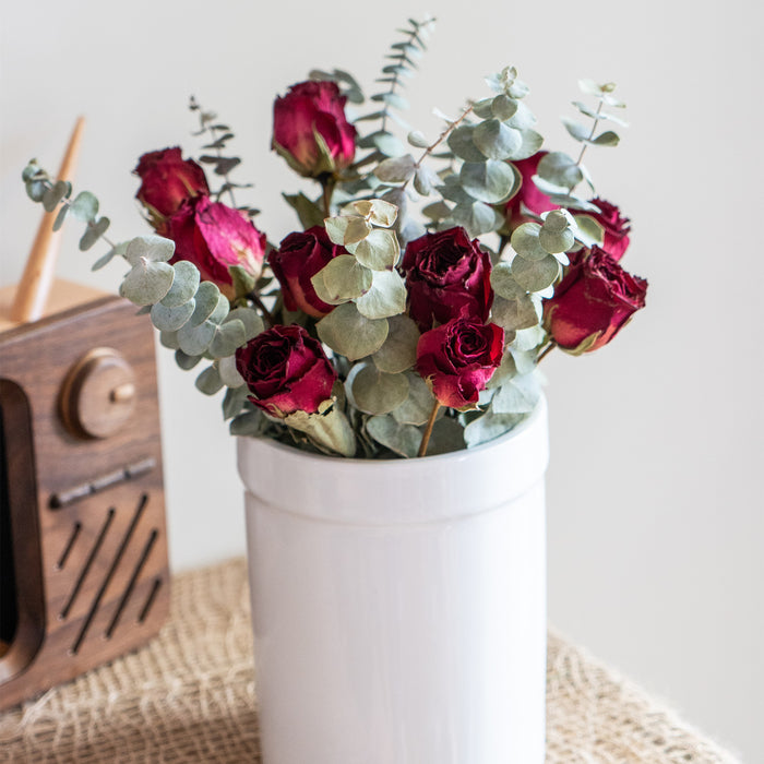 Bulk Exclusive 12" Dried Flowers Bouquet Rose Arrangement in Vase Wholesale