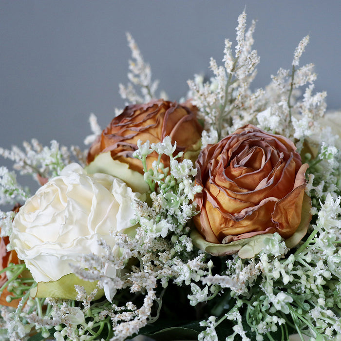 Bulk Wedding Bridal Bouquet Burnt Orange Rose Artificial Flowers Wedding Bouquets Wholesale