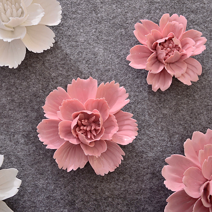 Bulk 4.7" Porcelain Peony Flowers Ceramic Artificial Hanging Decoration Wholesale