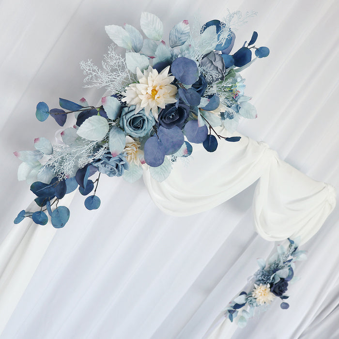 Bulk Pack of 2 Artificial Flower Blue Swag Wedding Arch Flowers Kit Wholesale