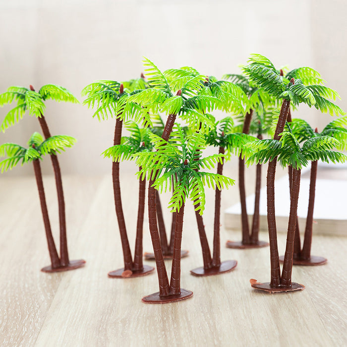 Bulk 10Pcs Artificial Mini Coconut Tree Palm Tree Green Water Plant Miniature Landscape Decoration Wholesale