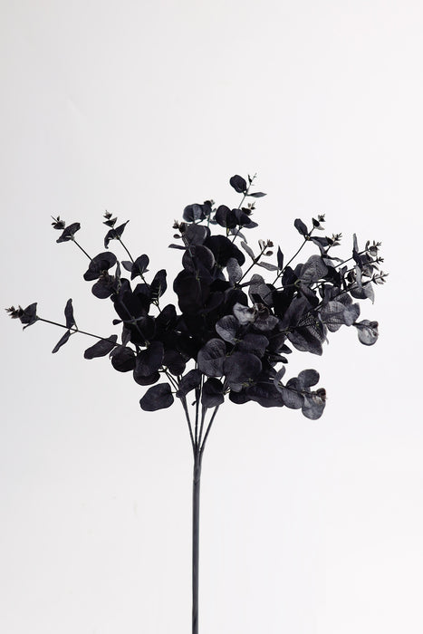 Bulk 18" Halloween Black Eucalyptus Bush Plants Silk Artificial Halloween Centerpiece Wholesale