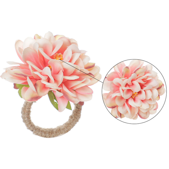 Bulk Artificial Floral Dahlia Handmade Napkin Rings Wholesale