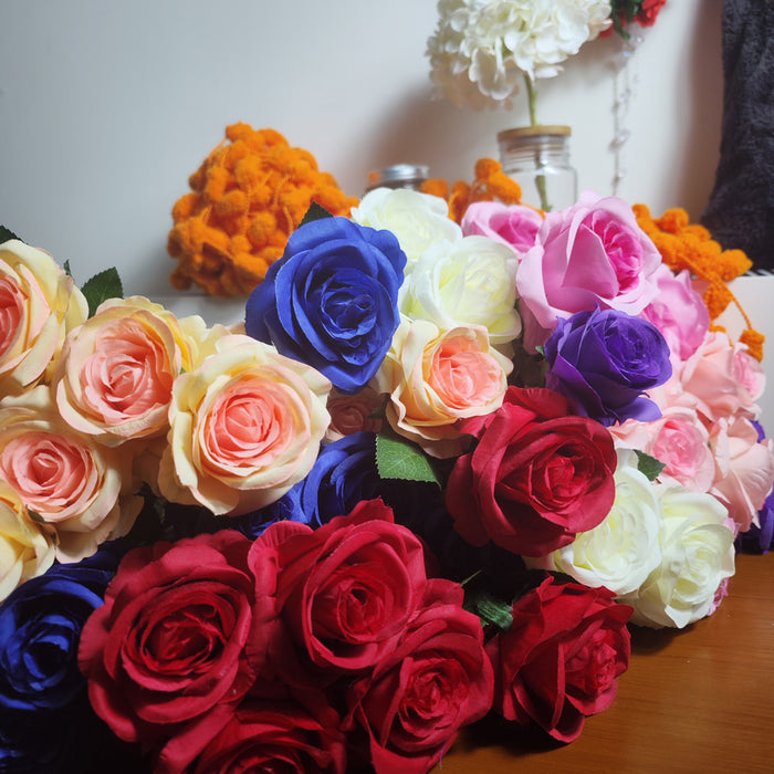 Bulk Exclusive Rose Stems Silk Flowers Arrangement Artificial Floral for Home Wedding Bathroom Party DIY Decorations Wholesale