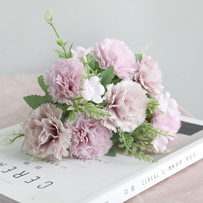 Artificial Flowers Carnations Bouquet Realistic Flower Arrangements