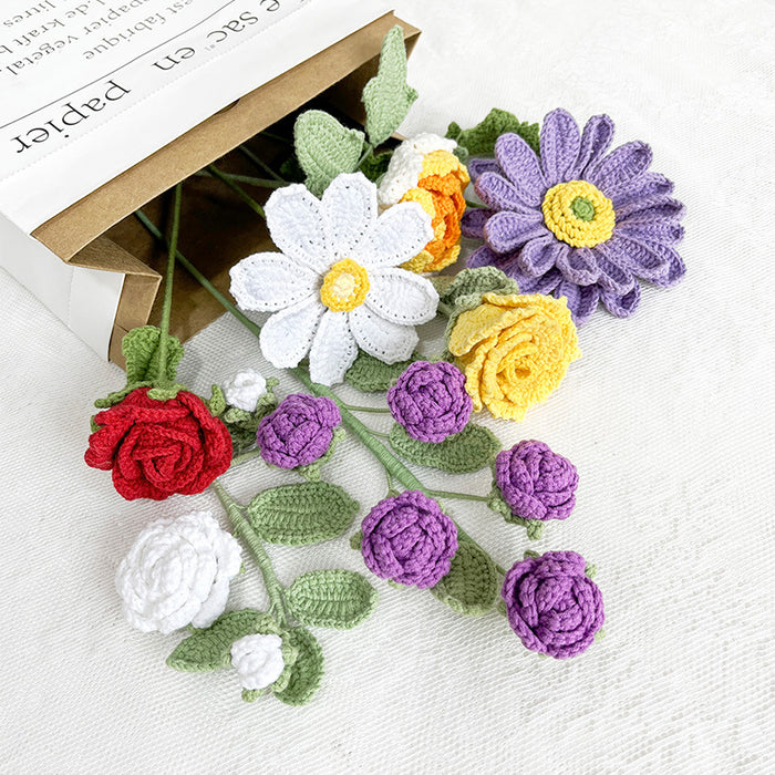 Bulk Knitting Crochet Artificial Flower Handmade Gifts Wholesale