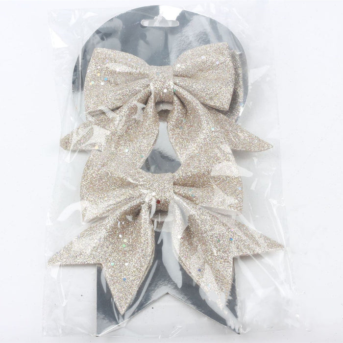 Bulk 2Pcs Sequin Wreaths Bows Ties Xmas Decorative Bows Ornament Wholesale