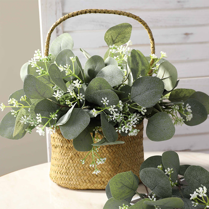 Bulk 18 Pcs Artificial Eucalyptus Greenery Stems with White Seeds for Floral Arrangement Wreath Rustic Farmhouse Greenery Decoration Wholesale