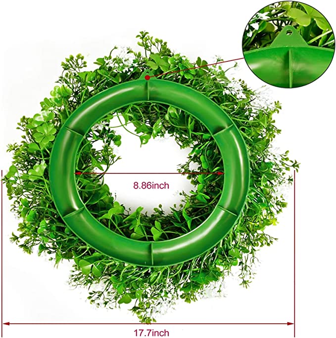 Bulk St. Patrick's Day Shamrocks Wreath for Front Door with Lights Artificial Greenery Clover Wreath for Irish St. Patrick's Day Wholesale