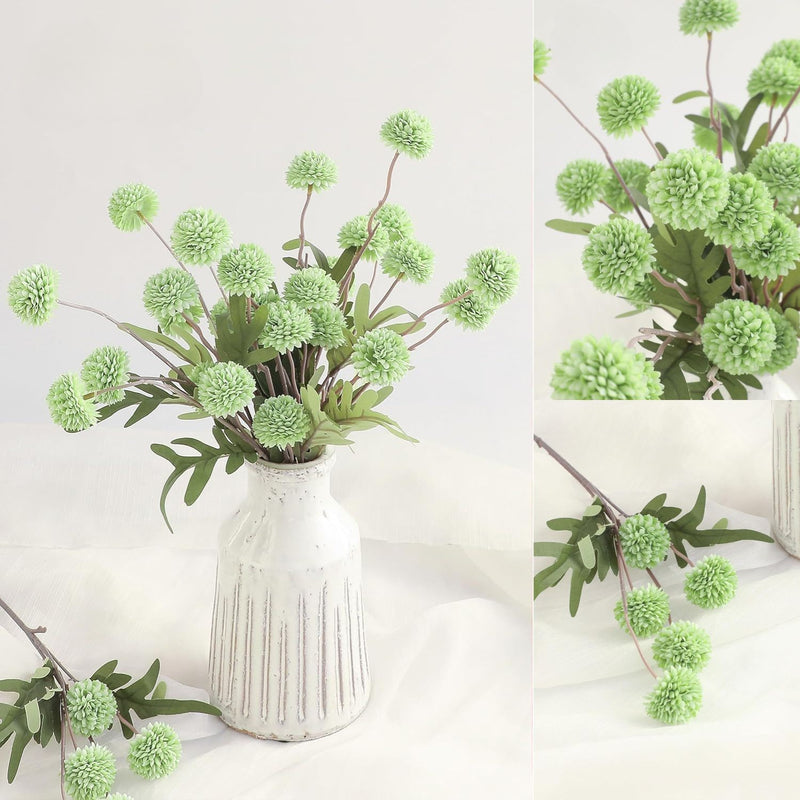 5Pcs Realistic Artificial Pompon Mums - Premium Silk Chrysanthemums for DIY Bouquets & Wedding Decor (Beige, Ready-to-Use, Great Value)