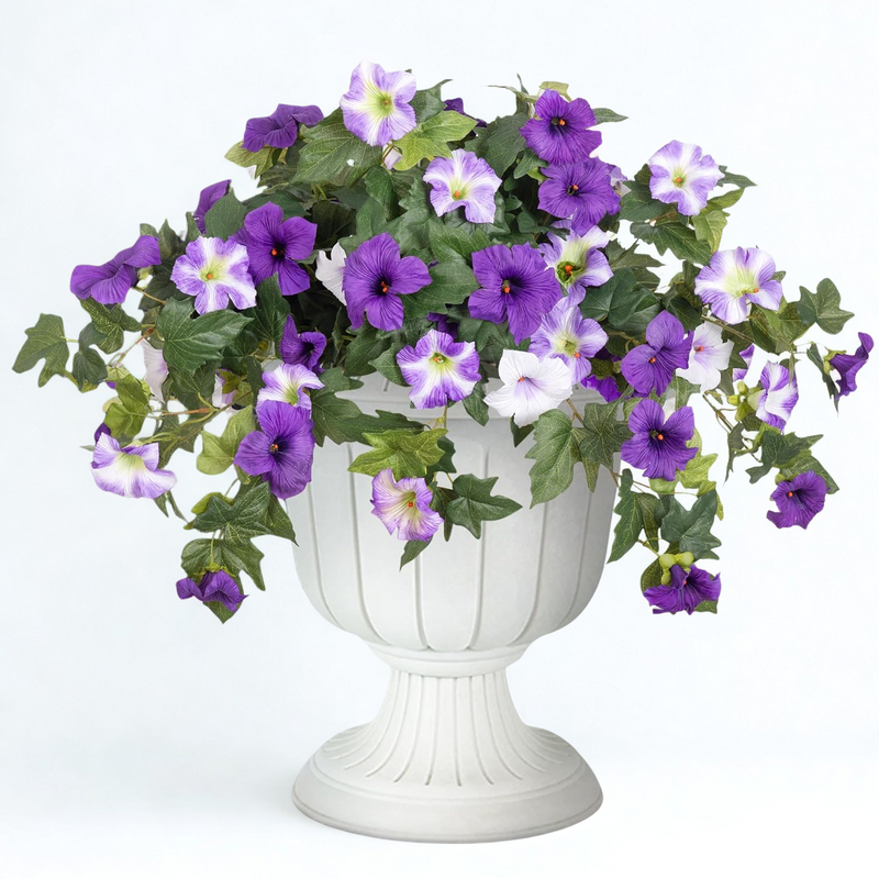 2PCS Realistic Artificial Petunias - UV Resistant Fall Flowers for Outdoor/Indoor Decor (Vibrant Colors)