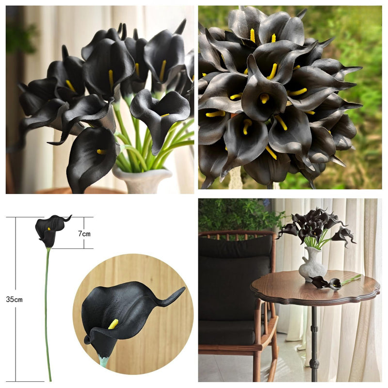 12Pcs Realistic Artificial Calla Lilies - Velvety Teal Blue Flowers for Wedding Bouquets & Home Decor