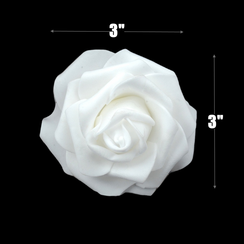 Bulk 100pcs White Artificial Flowers Rose Flower Heads for DIY Wedding Baby Shower Centerpieces Wholesale