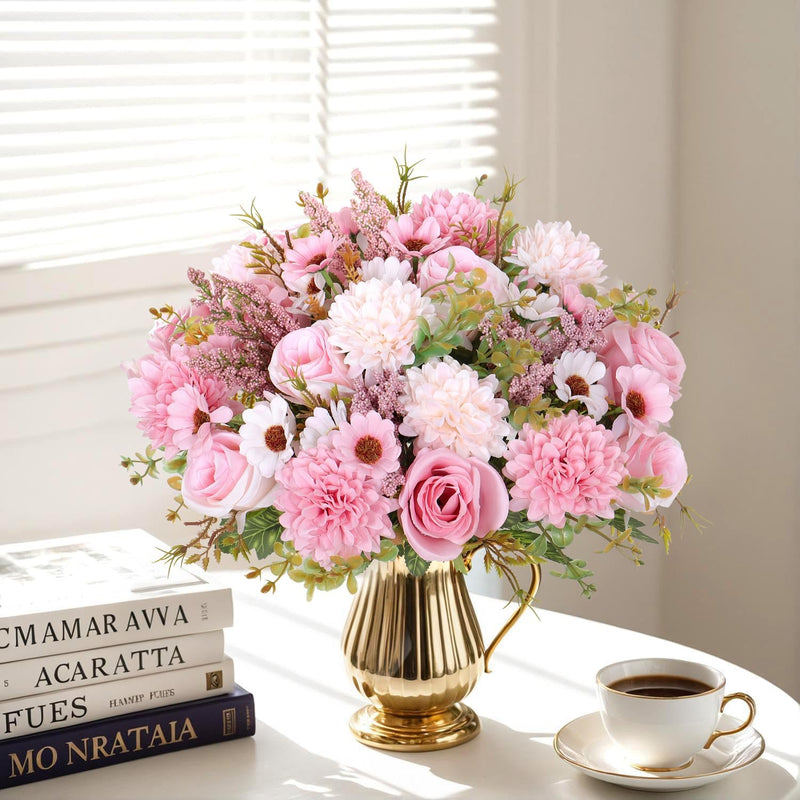 Bulk 11" Small Artificial Rose Bouquet - Mixed with Daisies & Mums  for Home Decor, Wedding Arrangements, DIY Craft Projects