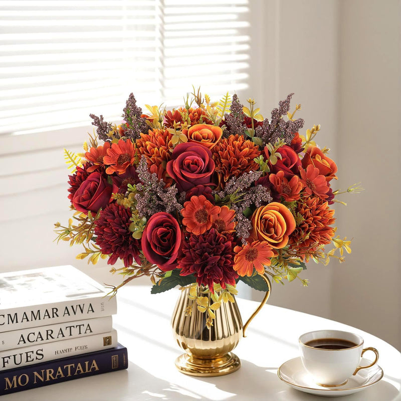 Bulk 11" Small Artificial Rose Bouquet - Mixed with Daisies & Mums  for Home Decor, Wedding Arrangements, DIY Craft Projects