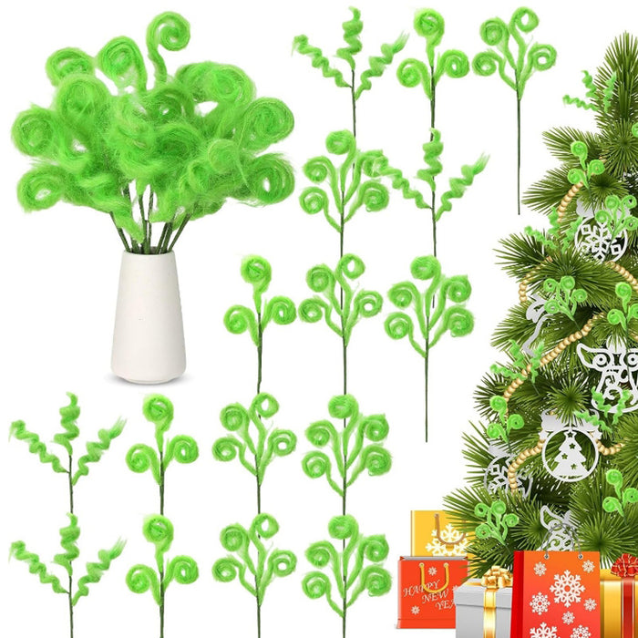 Bulk 10pcs Green Furry Christmas Tree Picks Christmas Ornaments Wholesale