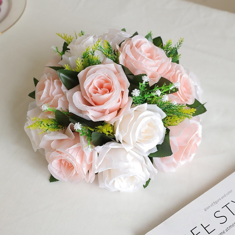 Lot de 10 boules de fleurs artificielles en tissu de luxe, 20 couleurs, pour embrasser, vente en gros