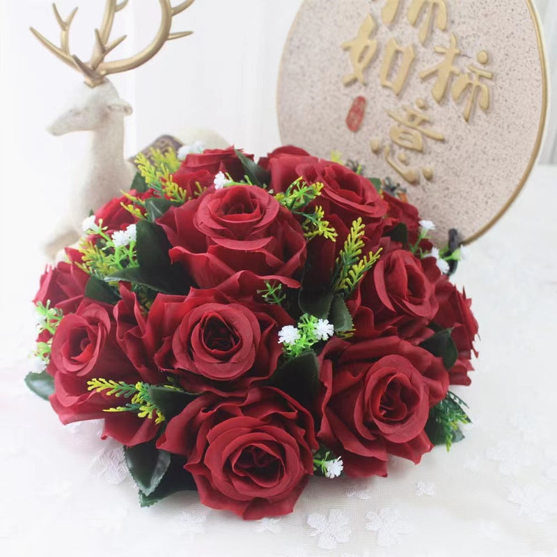 Lot de 10 boules de fleurs artificielles en tissu de luxe, 20 couleurs, pour embrasser, vente en gros