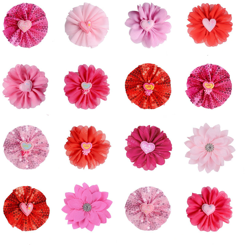 Bulk 16Pcs Catte Silk Flowers Pet Flower Dog Bow Ties Collar Flowers Wholesale