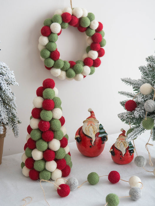 Bulk Wool Felt Christmas Tree Ornament Wreath Hanging Ball String Pom Pom Garland Christmas Decorations Wholesale