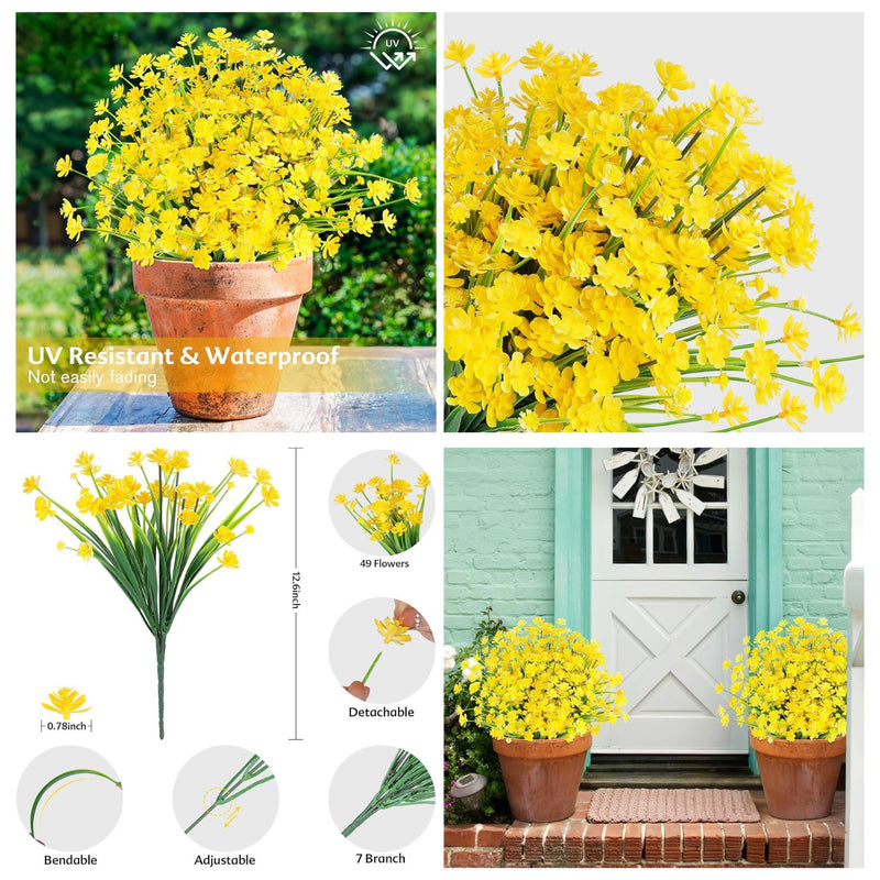 24 Bundles Realistic Artificial Flowers for Outdoor & Indoor Use – Fade-Resistant, Weatherproof Faux Plants for Hanging Planters, Garden, Porch, Wedding & Farmhouse Decor