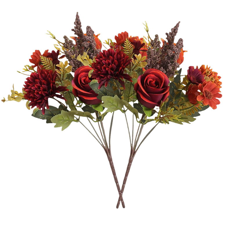 Bulk 11" Small Artificial Rose Bouquet - Mixed with Daisies & Mums  for Home Decor, Wedding Arrangements, DIY Craft Projects