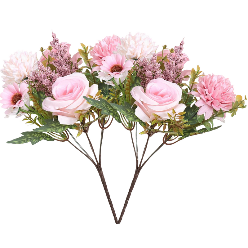 Bulk 11" Small Artificial Rose Bouquet - Mixed with Daisies & Mums  for Home Decor, Wedding Arrangements, DIY Craft Projects