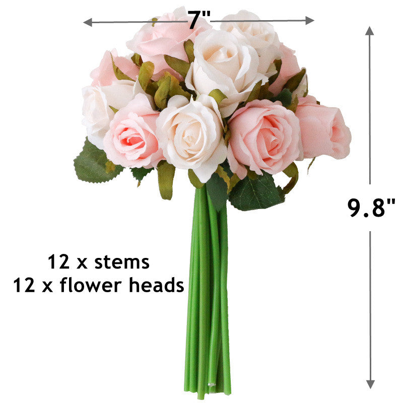 Bouquet de mini roses en vrac, 10 couleurs, 9,8 pouces, 12 tiges, fleurs artificielles en soie, vente en gros 