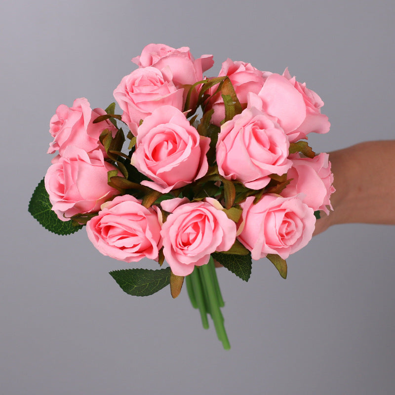 Bouquet de mini roses en vrac, 10 couleurs, 9,8 pouces, 12 tiges, fleurs artificielles en soie, vente en gros 