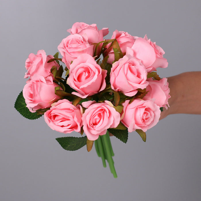 Bulk 10 Colors 9.8" Mini Rose Bouquet 12 Stems Silk Flowers Artificial Wholesale