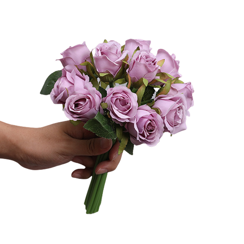 Bouquet de mini roses en vrac, 10 couleurs, 9,8 pouces, 12 tiges, fleurs artificielles en soie, vente en gros 