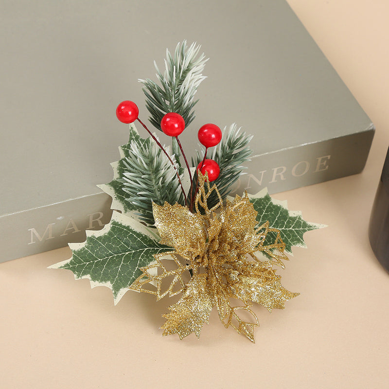 Bulk 10pcs Multicolor Christmas Poinsettia Flower Ornaments with Clips Wholesale