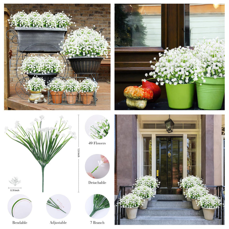 24 Bundles Realistic Artificial Flowers for Outdoor & Indoor Use – Fade-Resistant, Weatherproof Faux Plants for Hanging Planters, Garden, Porch, Wedding & Farmhouse Decor