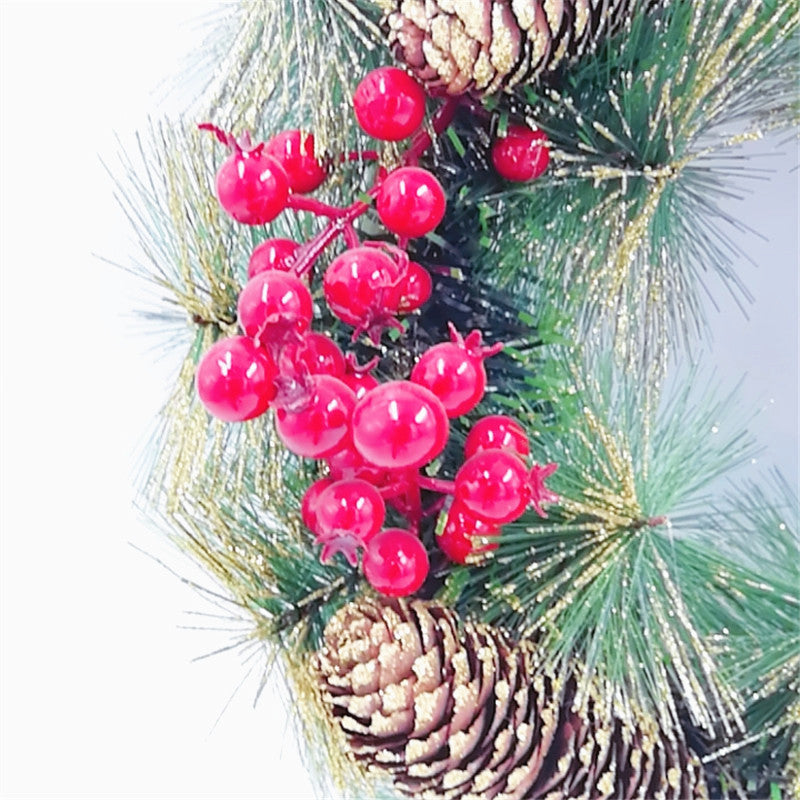 Bulk 15" Artificial Xmas Wreath with Pinecones Red Berry Ornament for Door Hanging Decor Christmas Wholesale