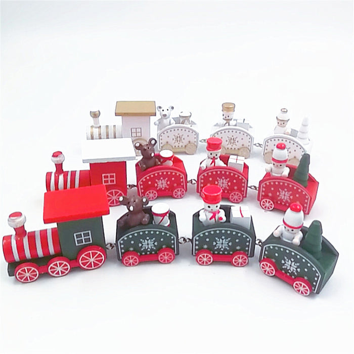 Bulk 3 Pcs Christmas Mini Train Decor Set with Snowman for Xmas Party Ornament Gift Wholesale