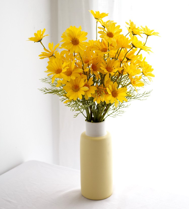 Lot de 10 tiges de marguerites artificielles en soie Gerber de 20 pouces, vente en gros