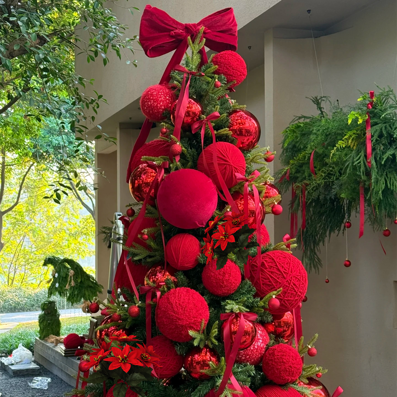 Bulk Artificial Poinsettia Christmas Bouquet, Premium Holiday Decoration, Perfect for Christmas Yard Decor, Indoor Tabletop/Entryway Ornament