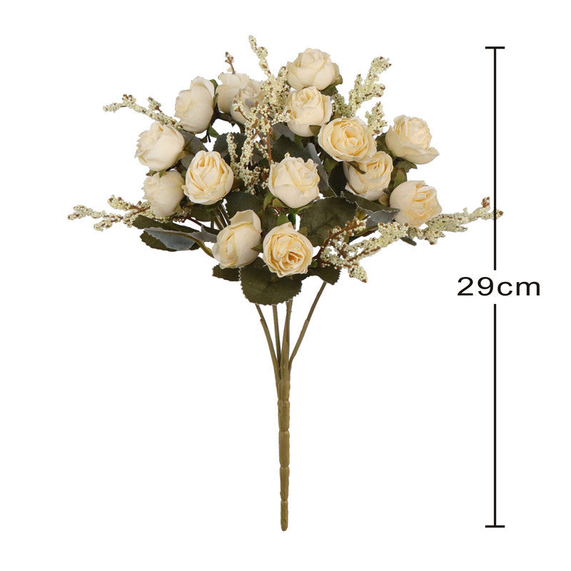 Bulk 11" 15 Heads Roses Bush Mixed Grass Ears Silk Flowers Artificial Wholesale