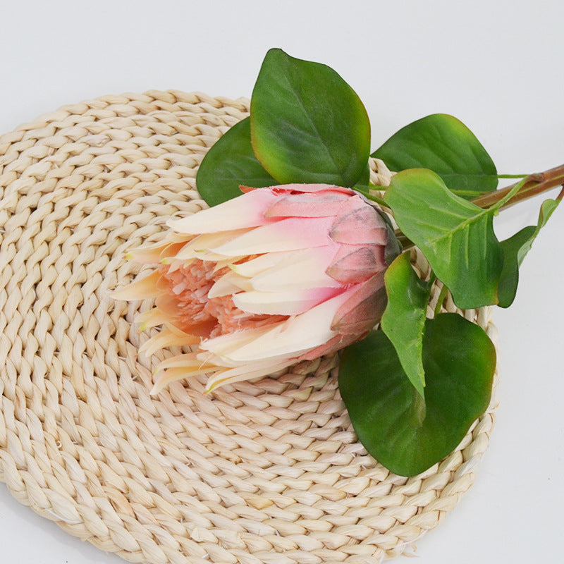 Single Stem Artificial Protea Flower, 26" Faux Silk King Protea for Weddings & Home Decor, Realistic White Bloom
